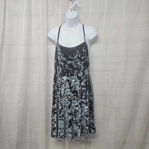 Forever 21 Green Gray Crushed Velvet Sleeveless Mini Dress Boho Fairy Goth 0X - Picture 9 of 9